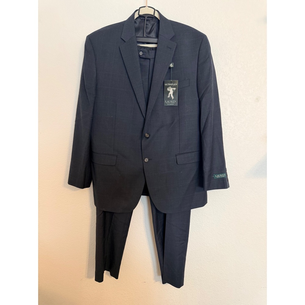 Lauren Ralph Lauren Ultraflex Navy Wool Suit 44R 38W x 32L LMIS12MX0078 New